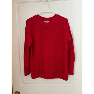 Old Navy Red Textured Knit Tunic Length Sweater Women's Size S